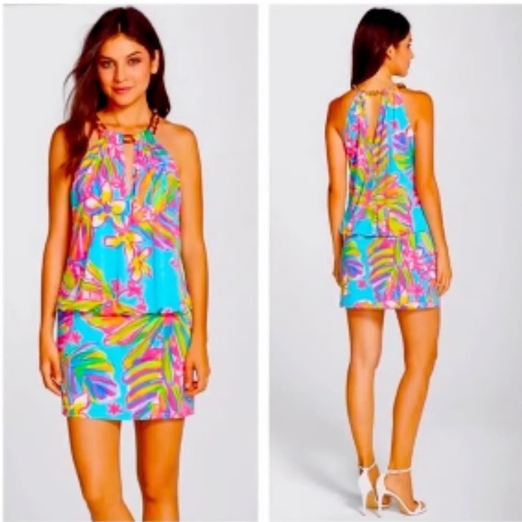 Lilly Pulitzer Dresses & Skirts - Lilly Pulitzer Multicolor Tropical vacation flirty Dress